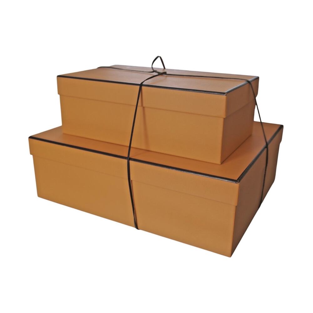Hermès Orange Empty Gift Boxes Set of 2 with Brown Ribbon
